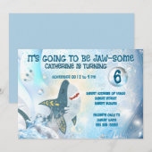 Cute Shark Ocean Kids Birthday Invitation (Devant / Derrière)