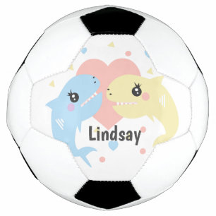 Cute Shark Pastel Monogram Naam Voetbal