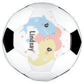 Cute Shark Pastel Monogram Name Voetbal (Gedraaid)