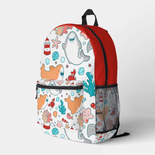 Cute Shark Pattern Bedrukte Rugzak (Achterkant Hoek Rechts)