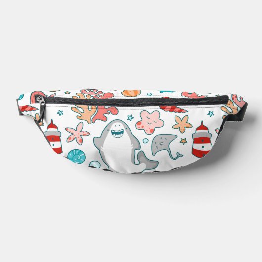 Cute Shark Pattern Heuptasje (Liggend)