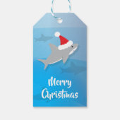 Cute Shark Santa Hat Merry Kerstmis Cadeaulabel (Achterkant)