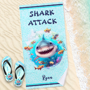 Cute Shark Summer Boy Beach Serviette