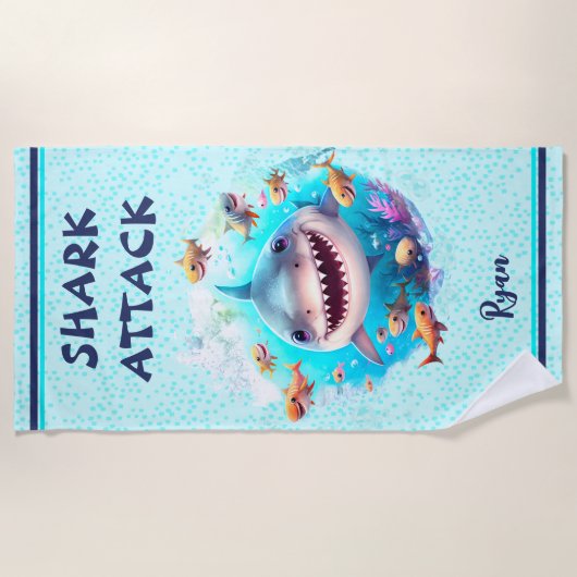Cute Shark Summer Boy Beach Serviette (Devant)