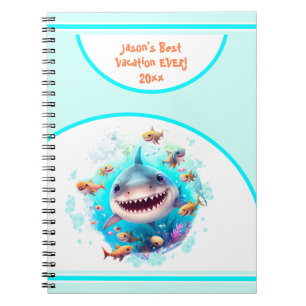 Cute Shark Summer Vacation Name Journal Notitieboe Notitieboek