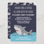 Cute Shark Thème Pool Boys Birthday Invitation (Devant / Derrière)