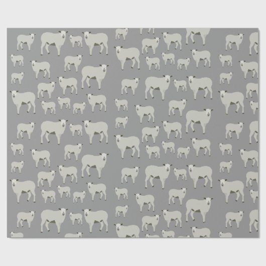 Cute Sheep and Lamb Boerderij Animal Pattern Cadeaupapier (Vlak)