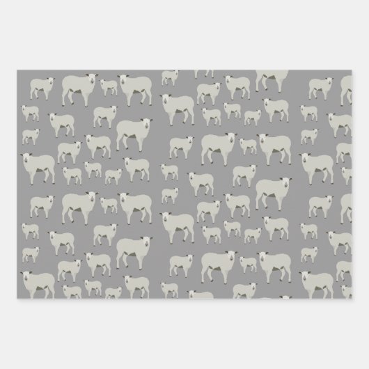 Cute Sheep and Lamb Boerderij Animal Pattern Inpakpapier Vel (Voorkant)