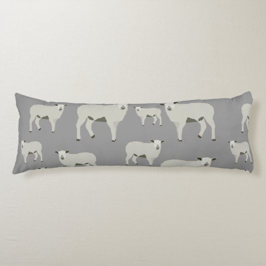 Cute Sheep and Lamb Boerderij Animal Pattern Lichaamskussen (Voorkant)