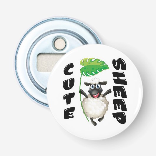 CUTE SHEEP BUTTON FLESOPENER (Voorkant)