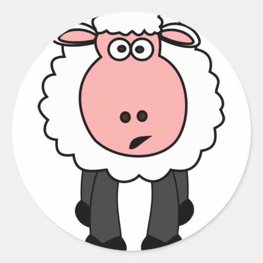 Cute Sheep Design Ronde Sticker (Voorkant)