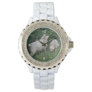Cute Sheep Eating Leaves Rhinestone Watch Horloge