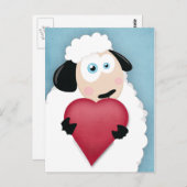 Cute Sheep Holding Love Heart Briefkaarten (Voorkant / Achterkant)