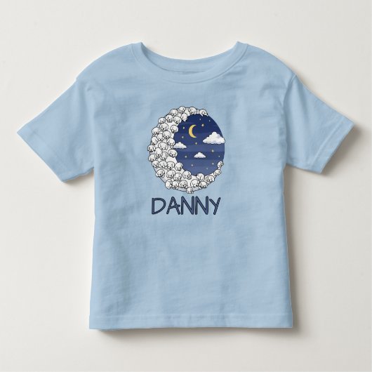 Cute Sheep in Moon and Clouds Kinder Shirts (Voorkant)