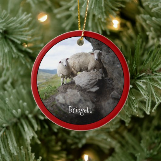 Cute Sheep Personalized Ceramic Ornament (Boom)