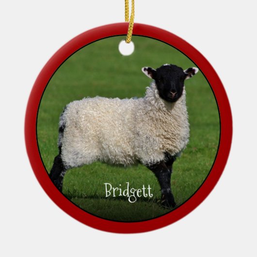 Cute Sheep Personalized Ceramic Ornament (Voorkant)