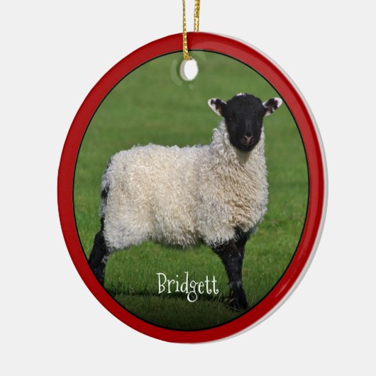 Cute Sheep Personalized Ceramic Ornament (Links)