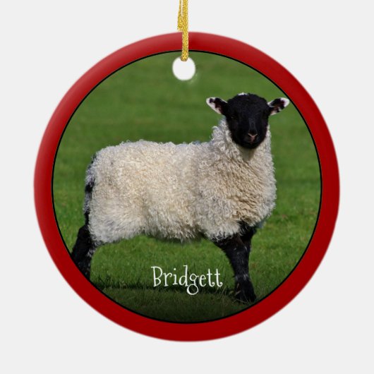 Cute Sheep Personalized Ceramic Ornament (Achterkant)