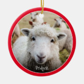 Cute Sheep Personalized Ceramic Ornament (Voorkant)