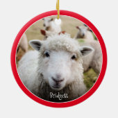 Cute Sheep Personalized Ceramic Ornament (Achterkant)