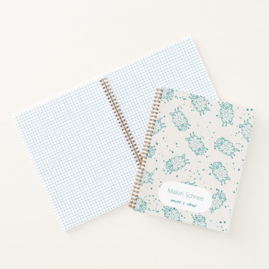Cute Sheep – Whimsical Seamless Pattern Notitieboek (Binnen)