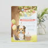 Cute Sheltie Chien Anniversaire Fête Invitation (Debout devant)