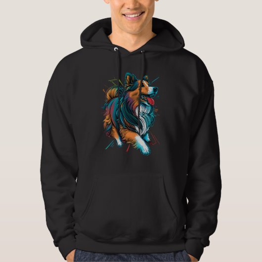 Cute Shetland Sheepdog Dog on Sheltie Hoodie (Voorkant)