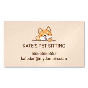 Cute Shiba Inu Corgi Dog Pet Sitting Service Magnetisch Visitekaartje