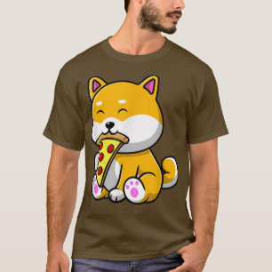 Cute Shiba Inu Dog Eating Pizza Funny Foodie Kinde T-shirt