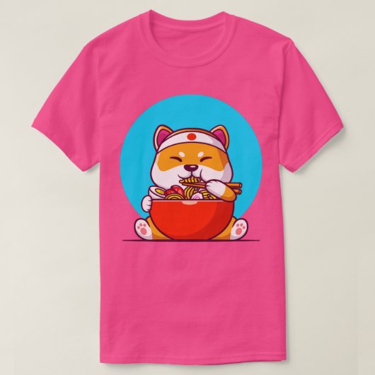 Cute Shiba Inu Eating Ramen Podle T-shirt (Design voorkant)