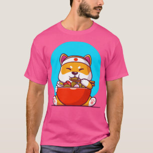Cute Shiba Inu Eating Ramen Podle T-shirt