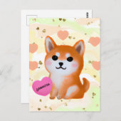 Cute Shiba Inu Hearts | Voor Hondenliefhebber Briefkaart (Voorkant / Achterkant)