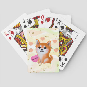 Cute Shiba Inu Hearts   Voor Hondenliefhebber Pokerkaarten