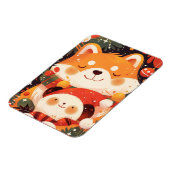 Cute Shiba Inu Hugging Panda Plush Magneet (Linkerzijde)