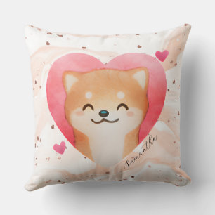 Cute Shiba Inu in een hart Kussen