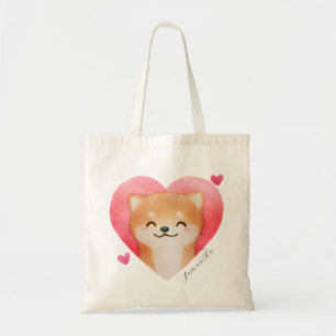 Cute Shiba Inu in een hart Tote Bag