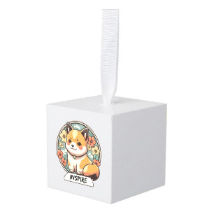Cute Shiba Inu Pup Kubus Ornament