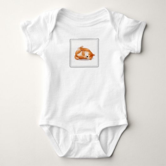 cute shiba inu puppy liggend op de rug baby shirt (Voorkant)