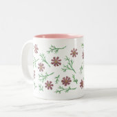 Cute Shiba Inu, Roze Floral Pattern Mok (Voorkant links)