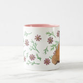 Cute Shiba Inu, Roze Floral Pattern Mok (Center)