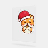 Cute Shiba Inu Sourire avec Casquette de Noël (Angle)