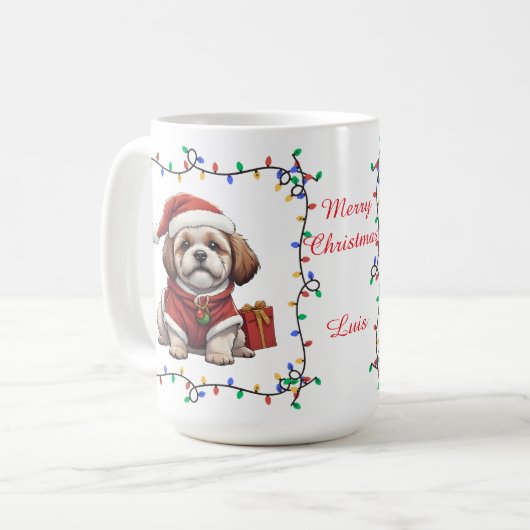 Cute Shih Tzu Christmas Mug (Devant gauche)