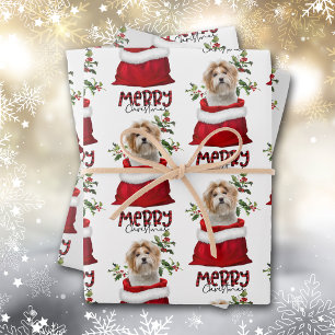 Cute Shih Tzu Dog in Holiday Gift Bag Inpakpapier Vel