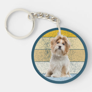 Cute Shih Tzu Dog Retro Background Sleutelhanger