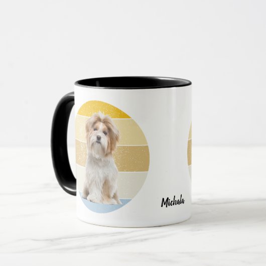 Cute Shih Tzu Dog Retro Sunset Mok (Voorkant links)