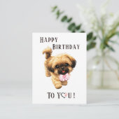 Cute Shih Tzu Happy Birthday Puppy Dog Postcard Briefkaart (Staand voorkant)