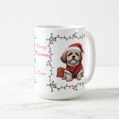 Cute Shih Tzu Kerstmok Koffiemok (Voorkant rechts)
