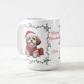 Cute Shih Tzu Kerstmok Koffiemok (Voorkant links)