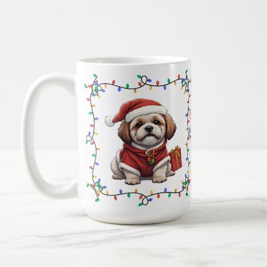 Cute Shih Tzu Kerstmok Koffiemok (Links)