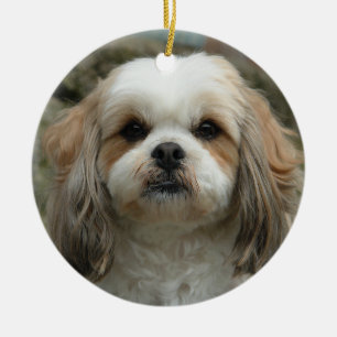 Cute Shih Tzu kerstversiering Keramisch Ornament